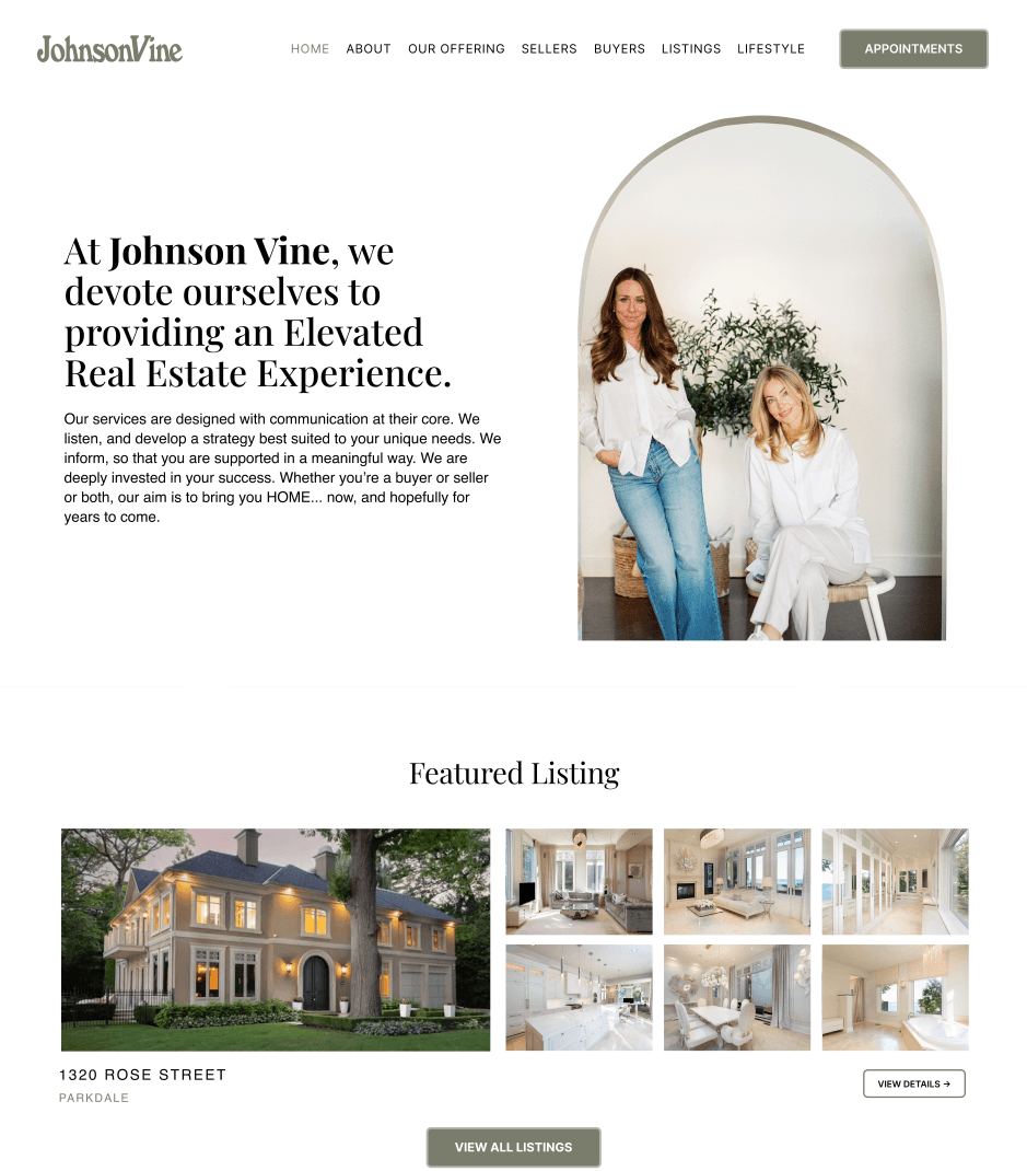 Johnson Vine real estate website
