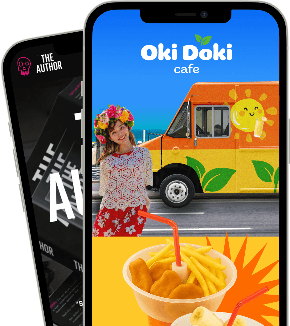 Website mockups on phones