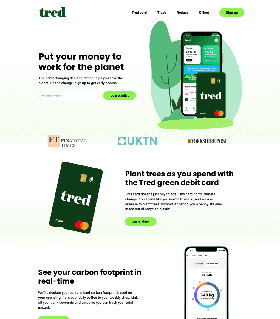 Tred green debit card website